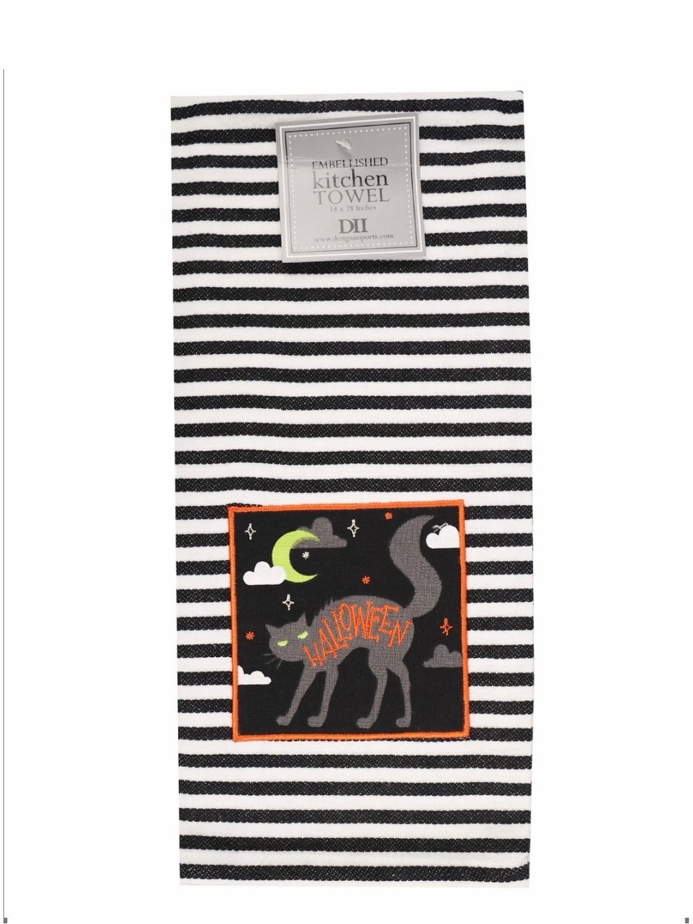 🐈⬛🐾 NWT Design Imports Witch's Cat Embellished Kitchen Towel 🌙 ✨